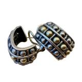 Caviar Beaded Hoop Earrings - Sterling Silver & 18K Gold