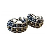 Caviar Beaded Hoop Earrings - Sterling Silver & 18K Gold