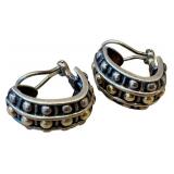 Caviar Beaded Hoop Earrings - Sterling Silver & 18K Gold