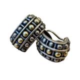 Caviar Beaded Hoop Earrings - Sterling Silver & 18K Gold