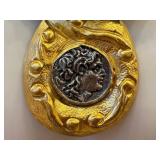 Garnet Bead Necklace - Multi-Strand (6-Strand) 15in with Gold-Tone Pendant