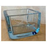Strömbergshyttan Ice Blue Glass Block Vessel - Vintage Swedish