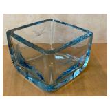 Strömbergshyttan Ice Blue Glass Block Vessel - Vintage Swedish