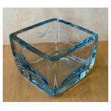 Strömbergshyttan Ice Blue Glass Block Vessel - Vintage Swedish