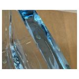 Strömbergshyttan Ice Blue Glass Block Vessel - Vintage Swedish