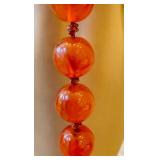 Vintage Carnelian Bead Necklace - Hand-Knotted, Silver Clasp, 28in