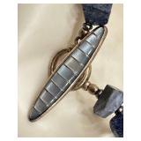 KC Blue Coral Beaded Necklace - Sterling Clasp - 19"