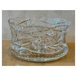DR - Vintage Lead Crystal Bowl - Sawtooth Rim with Pinwheel & Star Pattern, 9.5 Inch Diameter