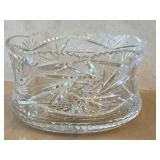 DR - Vintage Lead Crystal Bowl - Sawtooth Rim with Pinwheel & Star Pattern, 9.5 Inch Diameter