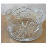 DR - Vintage Lead Crystal Bowl - Sawtooth Rim with Pinwheel & Star Pattern, 9.5 Inch Diameter