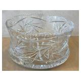 DR - Vintage Lead Crystal Bowl - Sawtooth Rim with Pinwheel & Star Pattern, 9.5 Inch Diameter