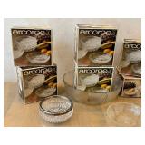 DR - Arcoroc Fleur 6 Soup Plates & 2 Glass Bowls - Clear Crystal
