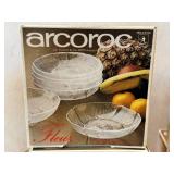 DR - Arcoroc Fleur 6 Soup Plates & 2 Glass Bowls - Clear Crystal