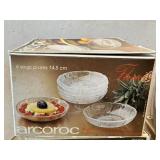DR - Arcoroc Fleur 6 Soup Plates & 2 Glass Bowls - Clear Crystal
