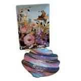 K - GreenBox Floral Enamel Tray and Shell-Shaped Striped Tray
