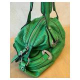 Makowsky Green Perforated Leather Shoulder Bag