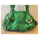 Makowsky Green Perforated Leather Shoulder Bag