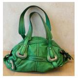Makowsky Green Perforated Leather Shoulder Bag