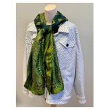 Pur Amici Polka Dot Jacket & Green/Gold Scarf (2-Piece Set)