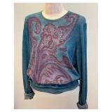 ETRO Milano Paisley Knit Sweater - Teal/Purple, Size 48