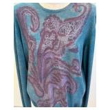 ETRO Milano Paisley Knit Sweater - Teal/Purple, Size 48