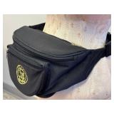 Falchi Sports Fanny Pack - Black Nylon Waist Bag with Gold Logo