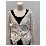 Lafayette 88 Black Sleeveless Top & Rosemunde Denmark-Designed Cardigan Beige with Black Polka Dots