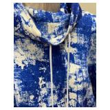 Helmut Lang Blue White Paint-Splatter Hoodie - Size L