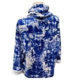 Helmut Lang Blue White Paint-Splatter Hoodie - Size L