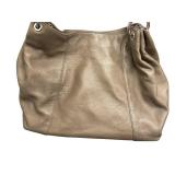 Michael Kors Metallic Taupe Leather Tote Bag - 3 Interior Pockets (Zip Pocket)