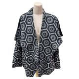 Elliott Lauren Geometric Hexagon Print Wool-Blend Wrap Cardigan - Size 8
