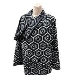 Elliott Lauren Geometric Hexagon Print Wool-Blend Wrap Cardigan - Size 8