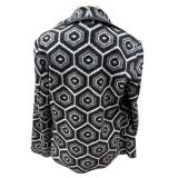 Elliott Lauren Geometric Hexagon Print Wool-Blend Wrap Cardigan - Size 8
