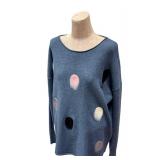 P. Luca Milano Knit Sweater - Blue Polka Dots - Size S
