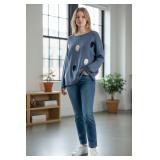 P. Luca Milano Knit Sweater - Blue Polka Dots - Size S