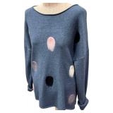 P. Luca Milano Knit Sweater - Blue Polka Dots - Size S
