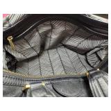 BCBGMaxazria Black Leather Satchel with  Gold Tone Hardware