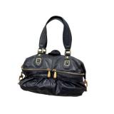 BCBGMaxazria Black Leather Satchel with  Gold Tone Hardware