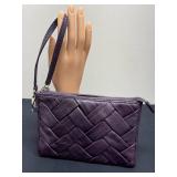 Cole Haan Purple Leather Wristlet - Woven Texture