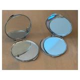 K - Round Compact Mirrors - Butterfly & Heart Rhinestone (2-Piece Set)