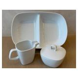 K - Dansk Studio Levien Precision Divided Serving Dish Set with Creamer & Sugar Bowl