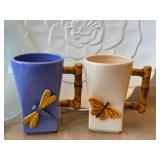 K - Peggy Turchette for Silvestri Dragonfly Mugs & Plates - Ceramic and Glass