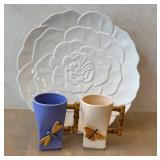 K - Peggy Turchette for Silvestri Dragonfly Mugs & Plates - Ceramic and Glass