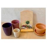 O - Decorative Kitchen Board With Planters, Ceramic Pots