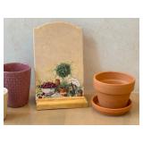 O - Decorative Kitchen Board With Planters, Ceramic Pots