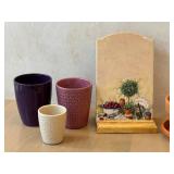 O - Decorative Kitchen Board With Planters, Ceramic Pots
