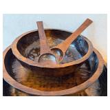 DR - Maggie-Signed Vintage Wooden Nesting Bowls Set (3-Piece) with Serving Spoons