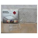 O - Schott Glas Glass Baking Tray and Two Vintage Lucite Trays