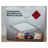 O - Schott Glas Glass Baking Tray and Two Vintage Lucite Trays
