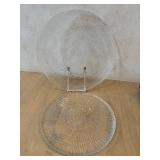 O -Vintage Iittala Solaris Glass Tray by Tapio Wirkkala and  Arcoroc Spiral Glass Platter 11.5 in
